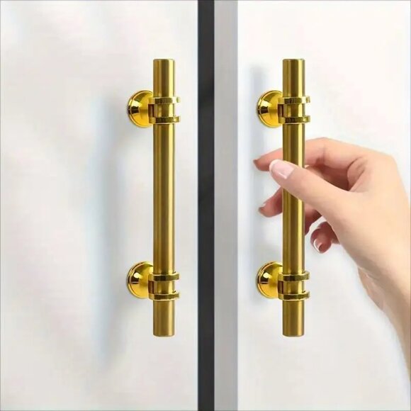 Brushed Brass Cabinet Handles Drawer Pulls Gold 10 Pack - Picture 8 of 8